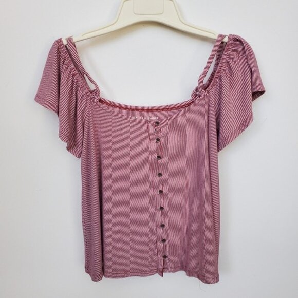 AE Soft & Sexy Top Off Shoulder Striped Like New - Picture 5 of 10